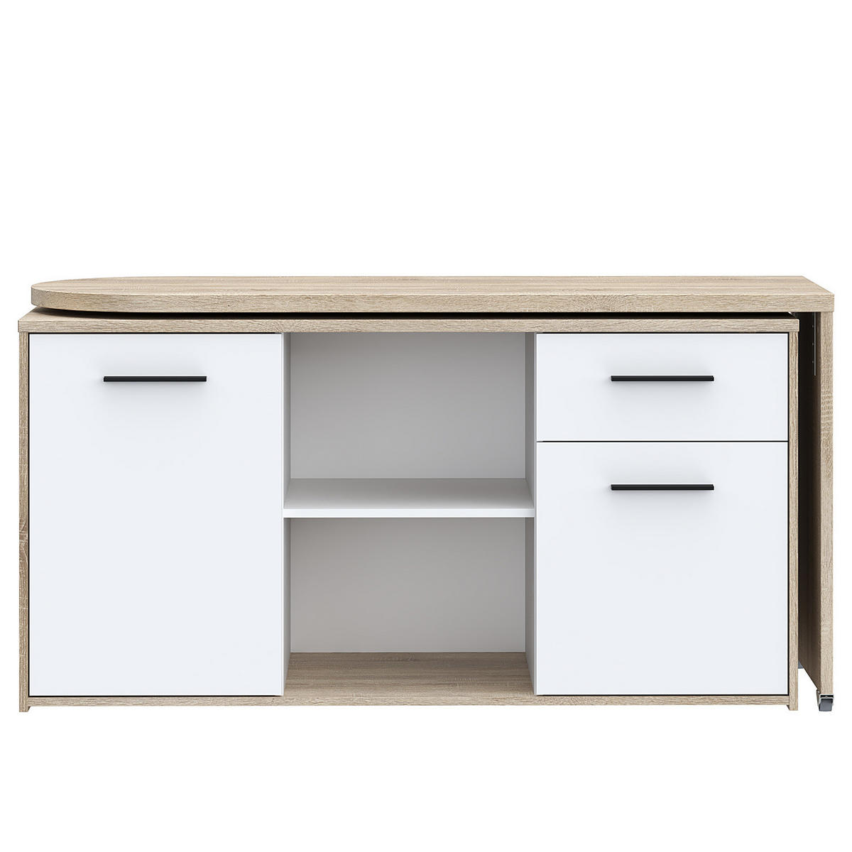 ECKSCHREIBTISCH - Weiß / Eiche Sonoma Dekor - Eichefarben/Weiß, Holzwerkstoff (50/144/74cm) - home24