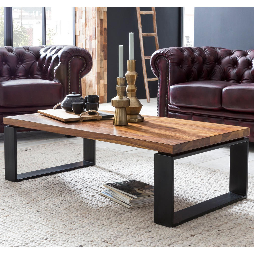 Thumbnail - Kadima Design Couchtisch, Braun, Holz, Echtholz,Sheesham, Rechteckig,Rechteckig, Kufe, 115x35x60 cm, Wohnzimmer, Wohnzim...