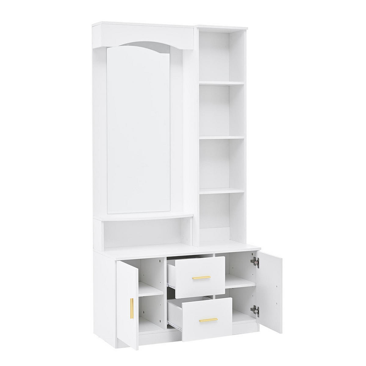 GARDEROBE 90x40x180cm mit Regal,Weiß - Weiß, Holzwerkstoff (90/180/40cm) - KOMHTOM