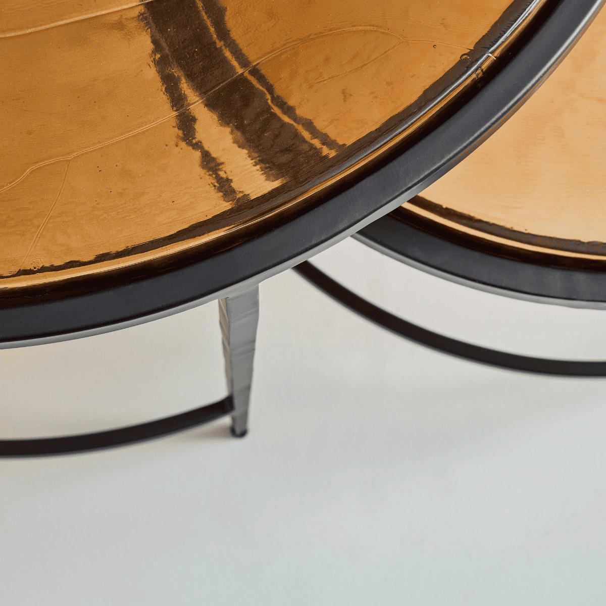 SATZTISCHE aus Rauchglas und schwarzem Metall D86 cm - IGLOO - Schwarz, Metall (90/86/46cm) - Signature
