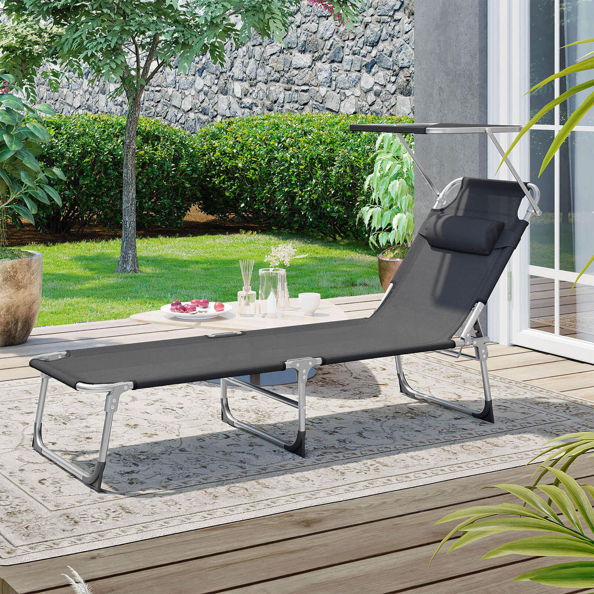 SONNENLIEGE GARTENLIEGE - Grau, Textil (193/30/53cm) - Hansiro