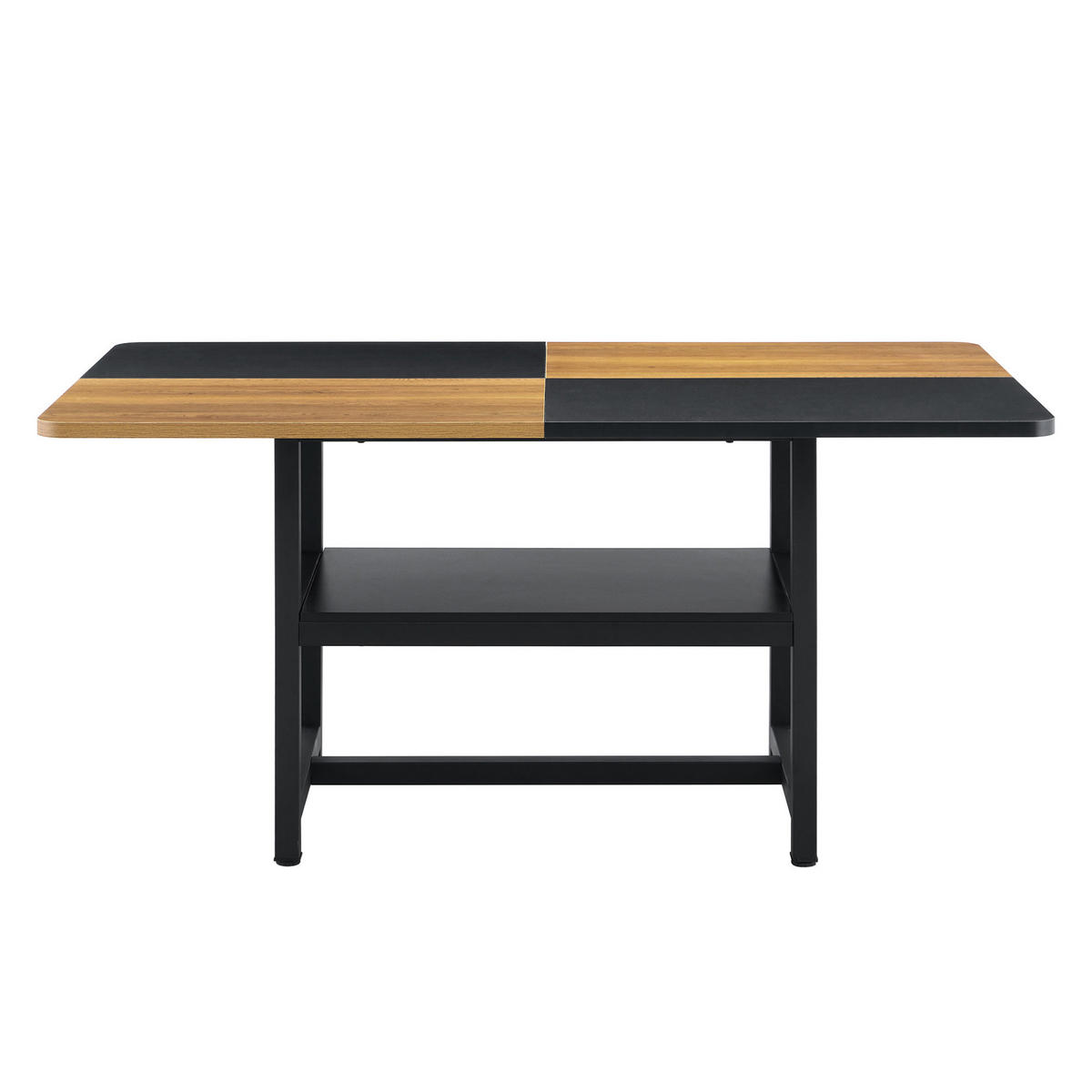 JEDÁLENSKÝ stôl 160/90/76 cm čierna/drevo, MDF/kov, s úložným regálom - čierna, kompozitné drevo (160/90/76cm) - BEAOK