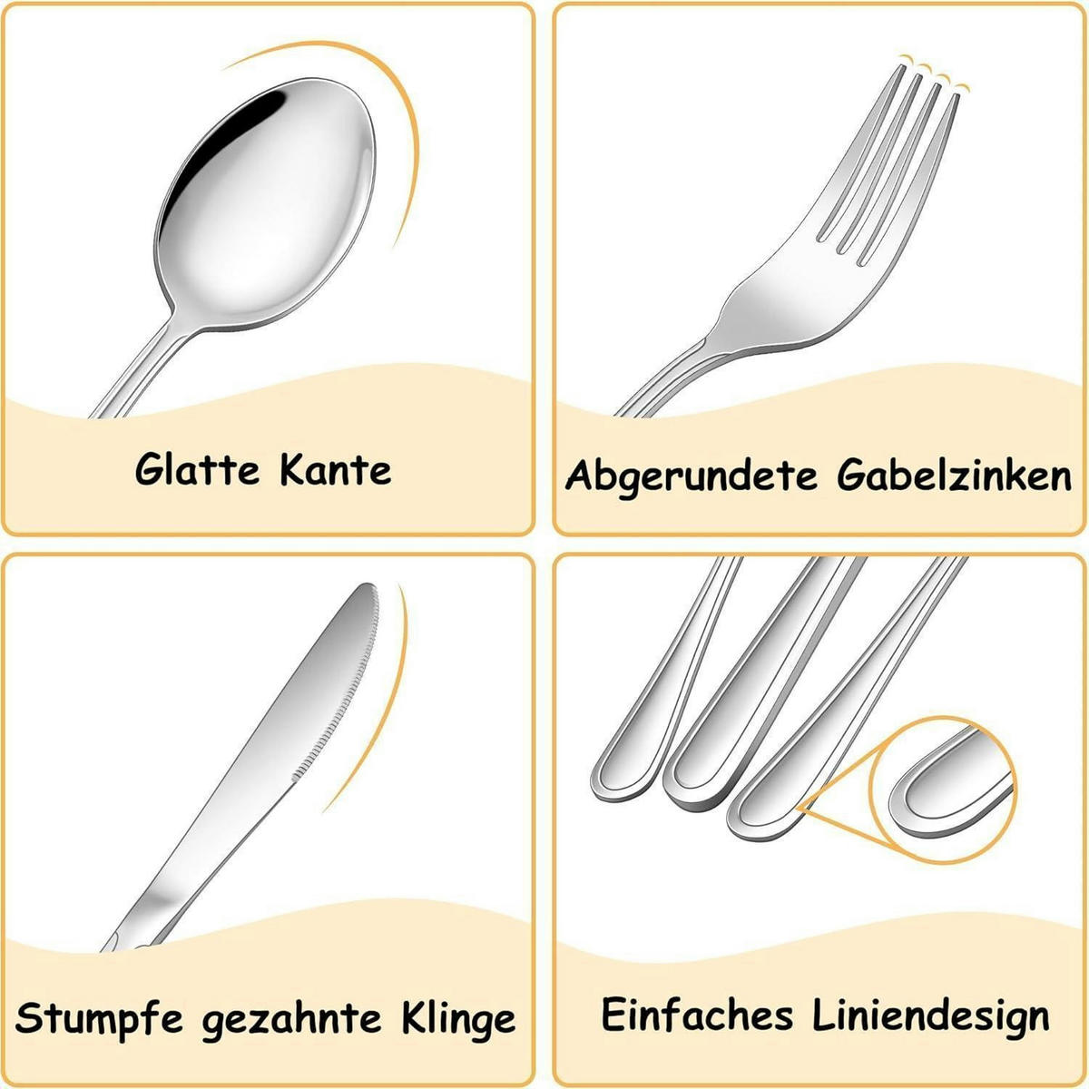 KINDERBESTECK Set 12-teilig Edelstahl Spülmaschinenfest - Silberfarben, Metall