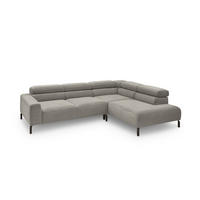 ECKSOFA DELIA Grau Cord - Schwarz/Grau, Textil/Metall (276/219cm) - KAWOLA