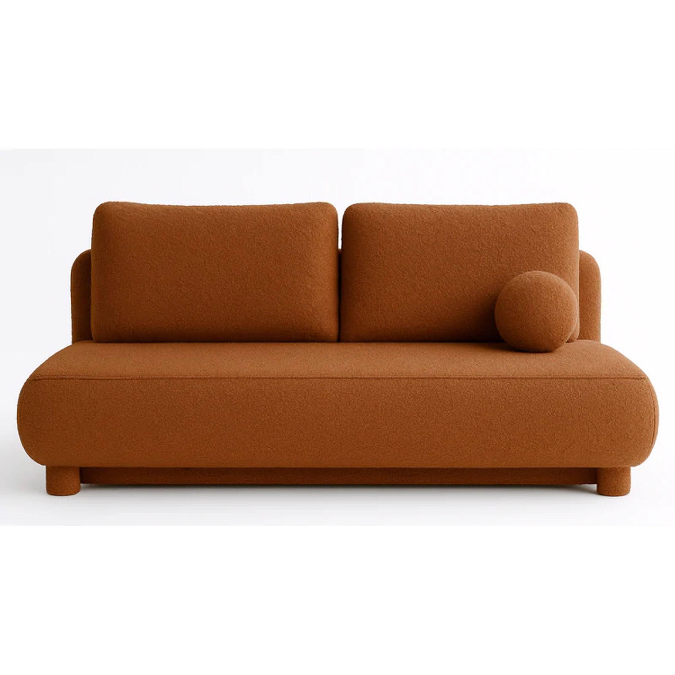 SCHLAFSOFA MAJA, Sofa mit Schlaffunktion und Bettkasten, Farbe: Orange, Bouclé-Stoff - Orange, Textil (209/96/96cm) - Sepro Meble