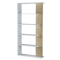 REGAL Lugo Weiß/Eiche 5 Fächer - Weiß, Holzwerkstoff (90/180/25cm) - VS Venta-stock