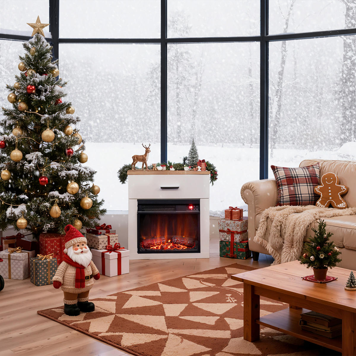 ELEKTROKAMIN mit Schrank, 1000W Heizleistung - Weiß, Metall (43.5/47/29.5cm)