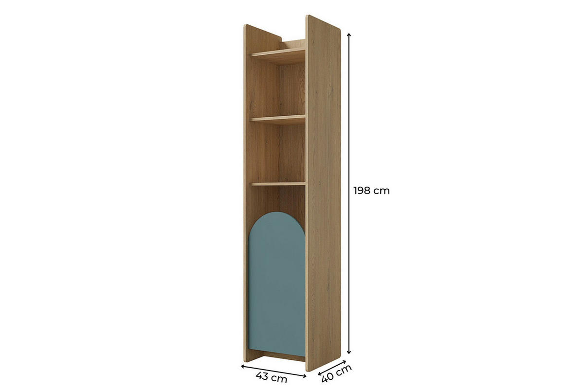 KINDERREGAL LEXO 03 43/198/40 cm in Eiche Cremona/Macadamia/Meeresblau (rechts) - Blau/Eichefarben, Holzwerkstoff (43/198/40cm) - Deine Möbel 24