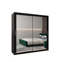 SCHWEBETÜRENSCHRANK 200/200/62 2-türig - Silberfarben/Schwarz, Holz/Kunststoff (200/200/62cm) - Abiks Möbel