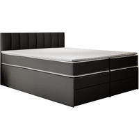 KONTINENTALBETT 200x220 cm mit Schubladen und Taschenmatratze, MIAMI, Visco Topper 5 cm, Schwarz - Schwarz, Holzwerkstoff/Kunststoff (200/220cm) - Trada