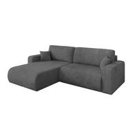 ROHOVÁ SEDAČKA s funkcí spaní, otoman vlevo BERY-L 276x193x88 tmavě šedá manšestr - černá/tmavě šedá, kompozitní dřevo/textil (276/193cm) - ALTDECOR