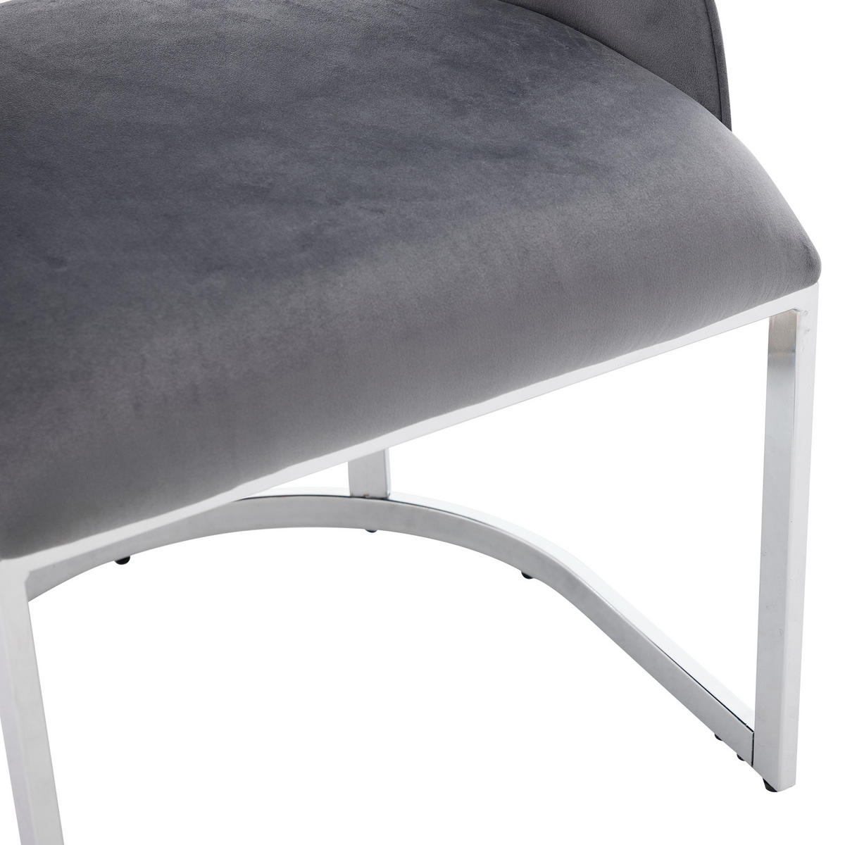 ESSZIMMERSTÜHLE 2er-Set Samt Silber Metall Grau - Silberfarben/Grau, Textil (59/80/56cm) - FLIEKS