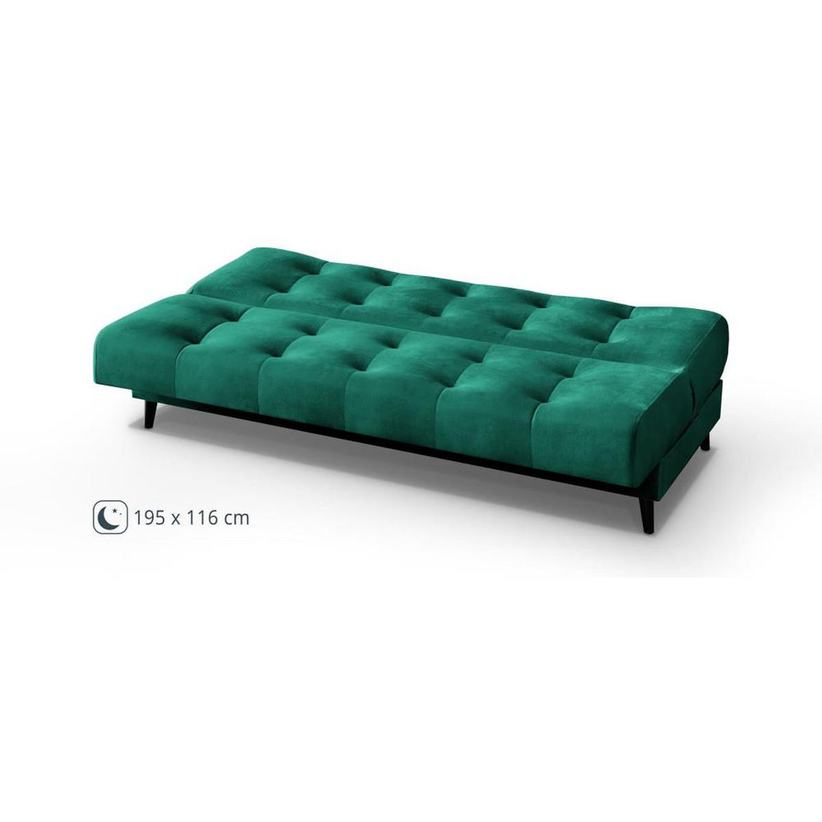 3-SITZER Schlafsofa Nancy grün - Dunkelgrün, Holz/Textil (220/89/93cm) - Beautysofa