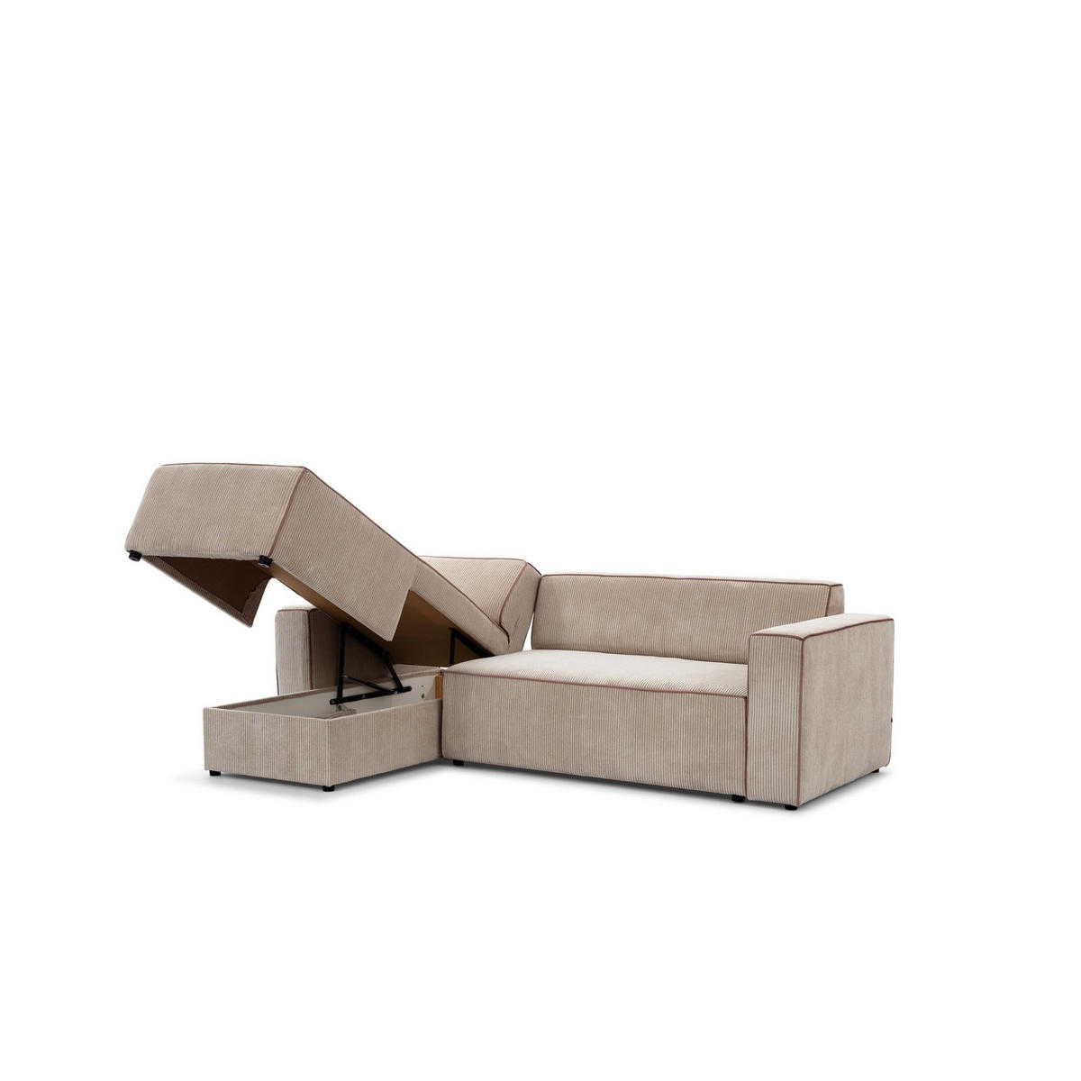ECKSOFA Schlafsofa Waldo In Poso - Beige, Holzwerkstoff/Textil (260/173cm) - Fun Möbel