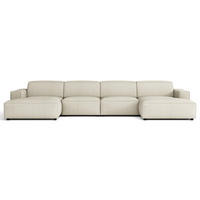 ROHOVÁ pohovka Sellmo, krémová, 368 cm - čierna/krémová, textil/plast (374/166cm) - Selsey