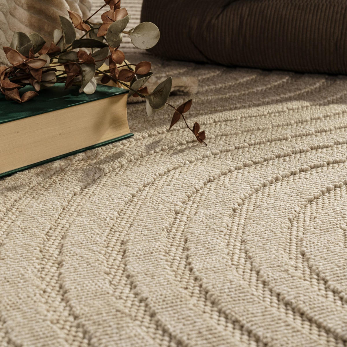 OUTDOOR Teppich Unifarben Spiralmuster Balkon, Terrasse schmutzabweisend Beige Rechteckig 160x230 - Beige, Textil (160/230cm) - KADIMA DESIGN