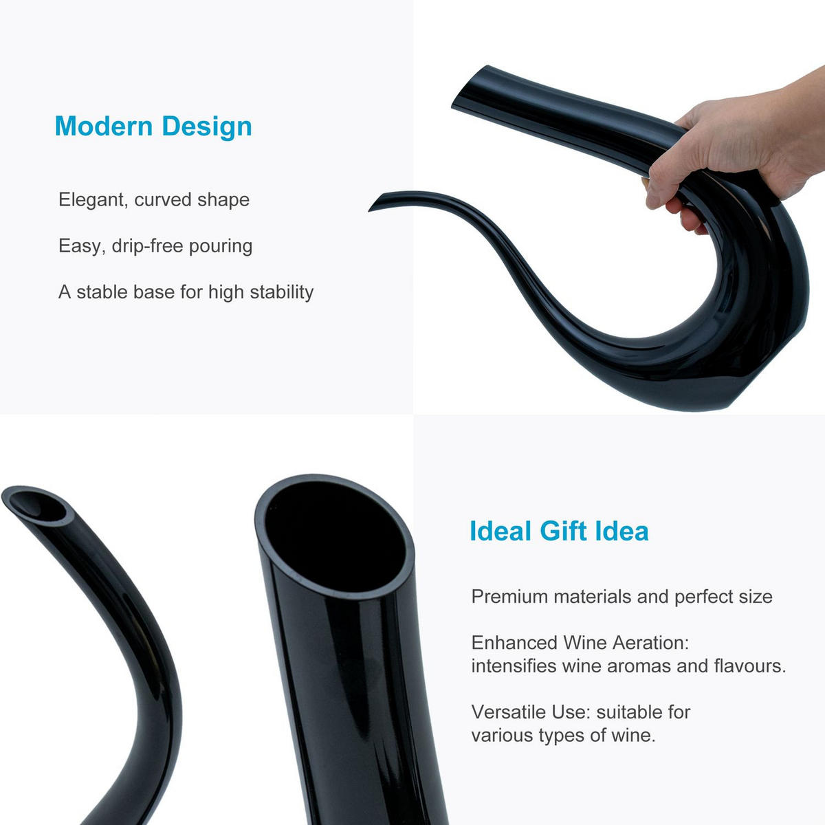 WEINKARAFFE Dekanter - Schwarz, Glas (0.75L) - Intirilife