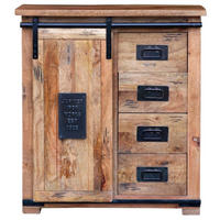 KOMMODE Florenz Mango Vintage 90 x 45 x 100 cm - Schwarz/Naturfarben, Holz (90/100/45cm) - Mr. Deko