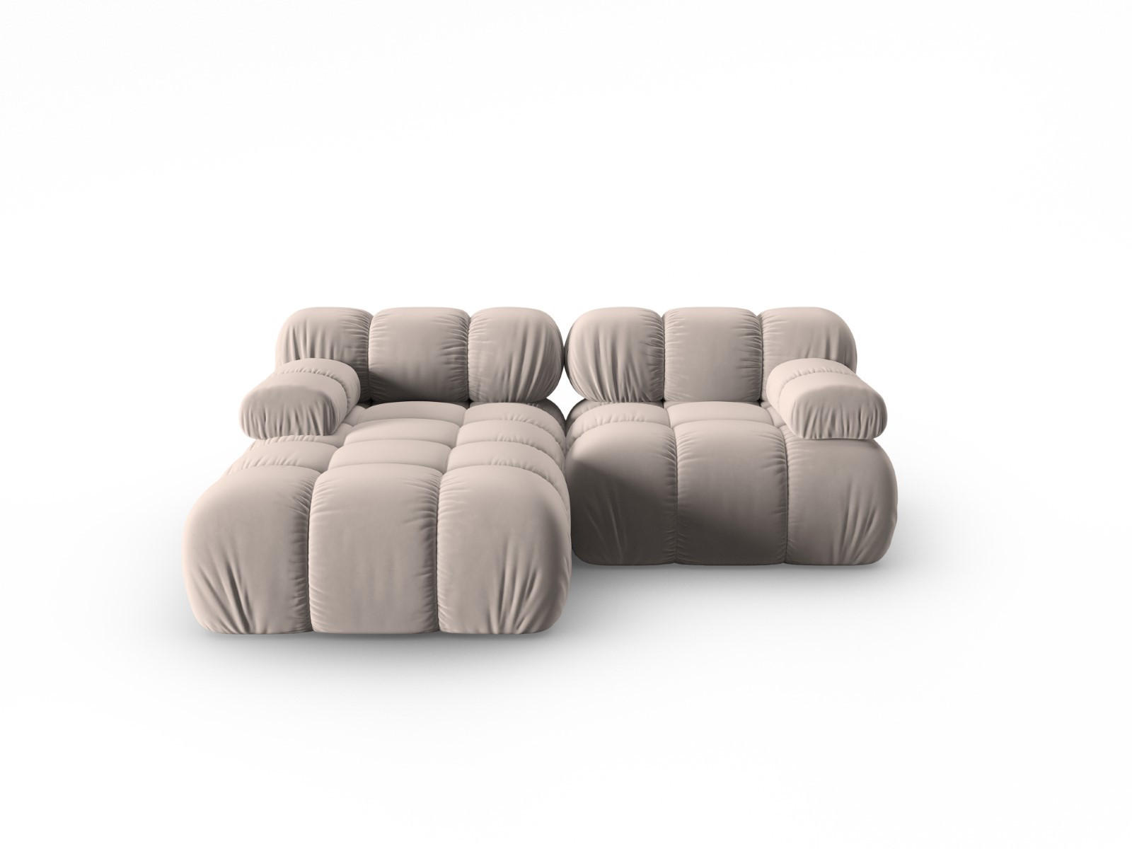 MODULARES-ECKSOFA links Bellis aus Samt beige 3 Sitzplätze - Beige, Textil (157/191cm) - Micadoni