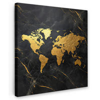 LEINWANDBILD Weltkarte - Gold - Marmor 20x20 cm - Goldfarben, Textil (20/20cm) - MuchoWow