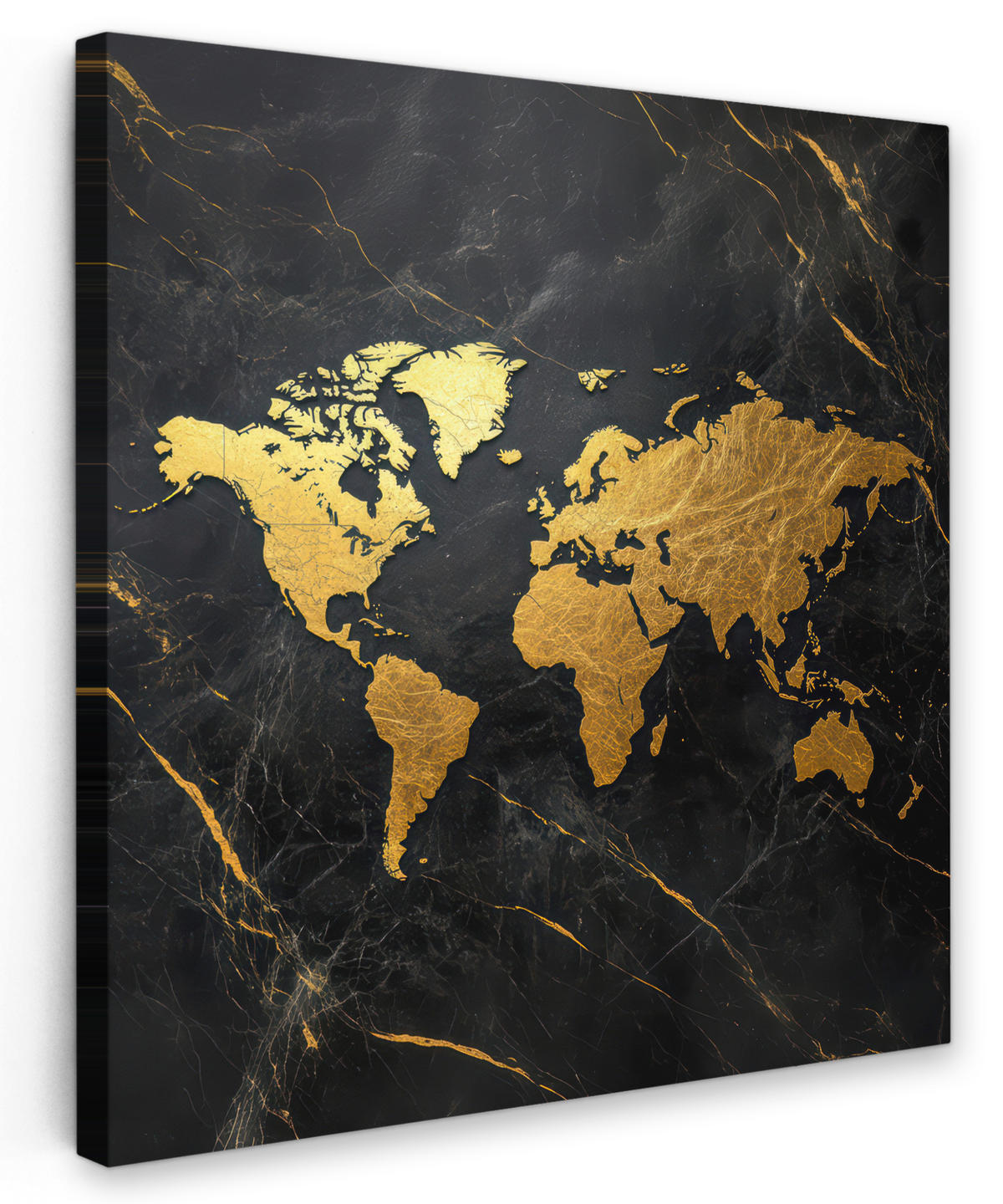 LEINWANDBILD Weltkarte - Gold - Marmor 20x20 cm - Goldfarben, Textil (20/20cm) - MuchoWow
