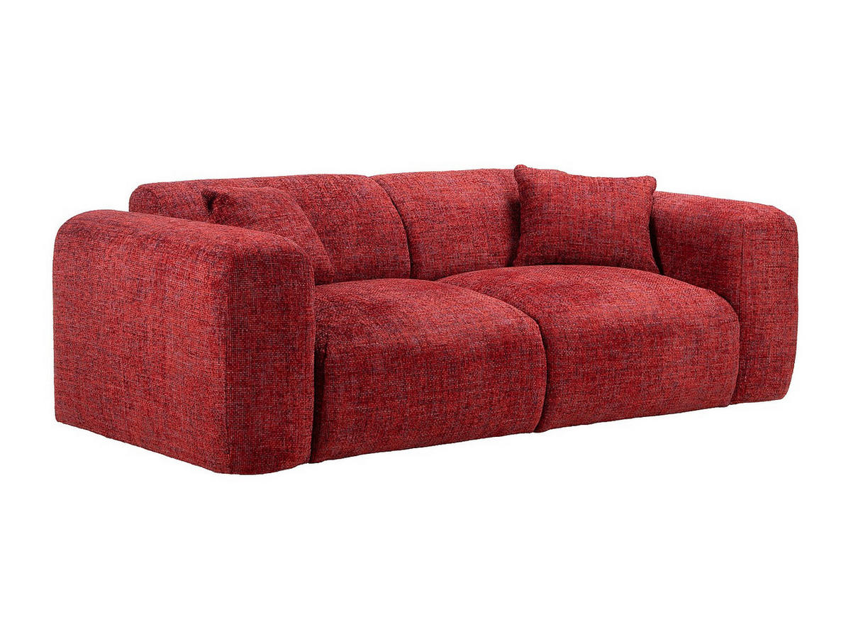SOFA - 3 Personen - stoff - rot Pogni - Rot, Textil (205/73/97cm) - Vente-Unique
