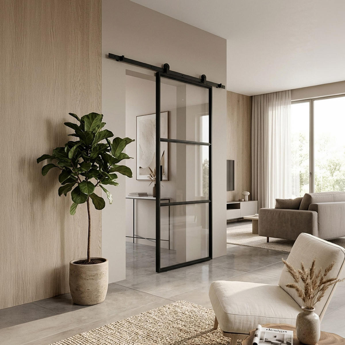 SCHIEBETÜR STELLAR - 205 x 90 cm, Klarglas - Transparent, Glas (90/205/4cm) - Home Deluxe