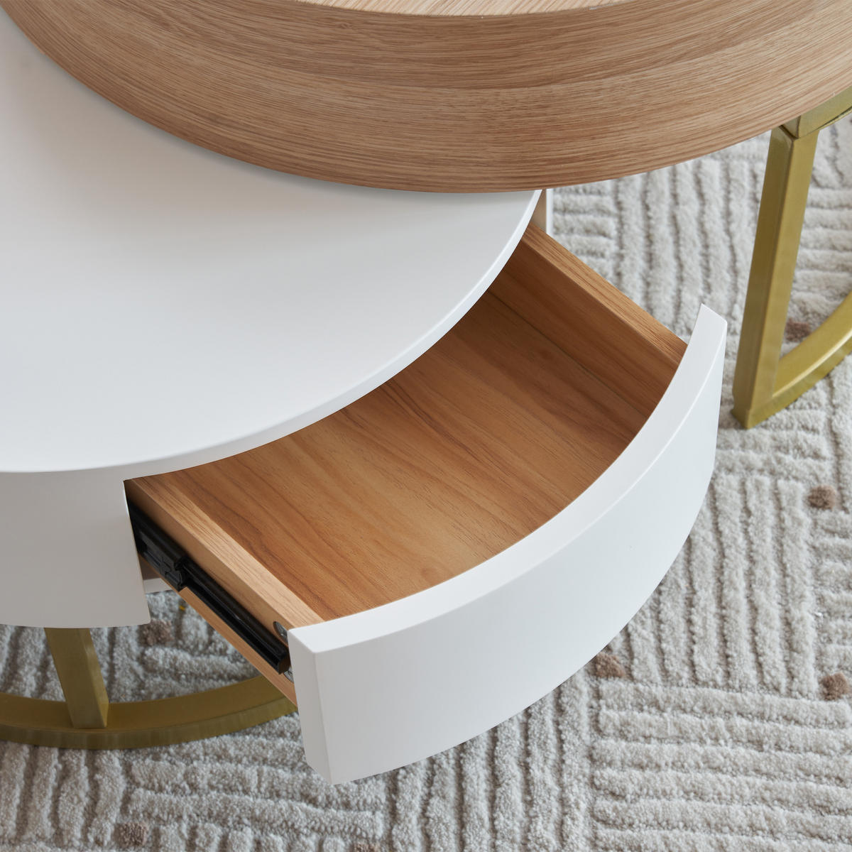 COUCHTISCH-SET 2er-Set Weiß/Holzfarbe - Weiß, Holzwerkstoff (70/70/56.5cm)