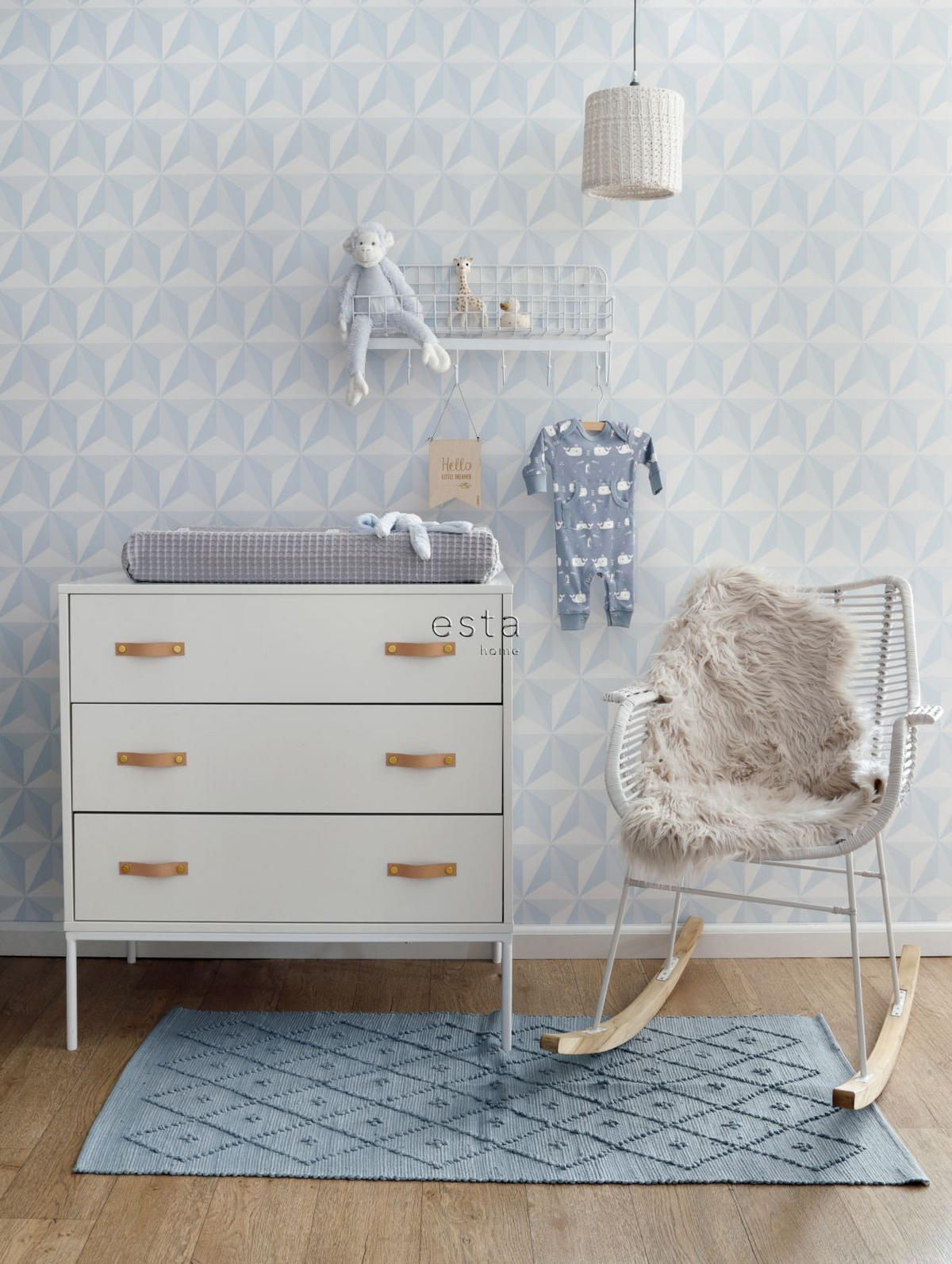 TAPETE 3D-Muster 53 cm x 10.05 m - Blau, Papier (53/0.1cm) - ESTAhome