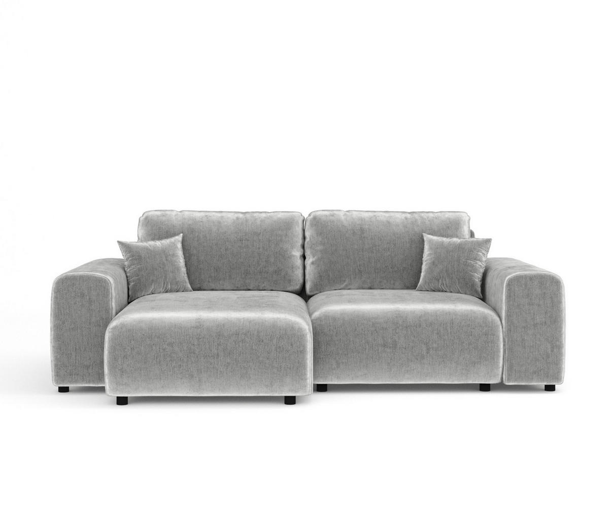 ECKSOFA Zanzibar Hellgrau Chenille - Hellgrau/Schwarz, Holz/Holzwerkstoff (237/144cm) - Maison de Reve