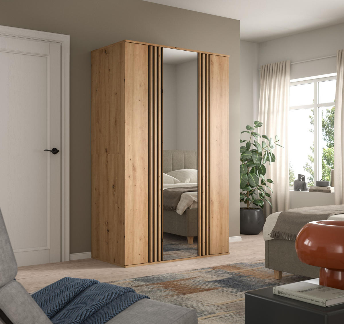 KLEIDERSCHRANK 3-türig TOFTA (B/H/T: ca. 120/192/56 cm) in Artisan Eiche Nachbildung/Artisan Eiche Nachbildung - Eiche Artisan, Holzwerkstoff (120/192/56cm)