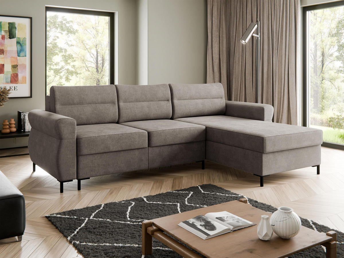 ECKSOFA Berne - Schwarz/Grau, Holz/Kunststoff (258/170cm) - MIRJAN24