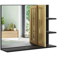 SPIEGELSCHRANK, vierstufiger Wandspiegel aus Holz fürs Badezimmer, 45 x 15 x 58,5 cm ,Schwarz - Schwarz, Glas (45/58.5/15cm) - Vallsero