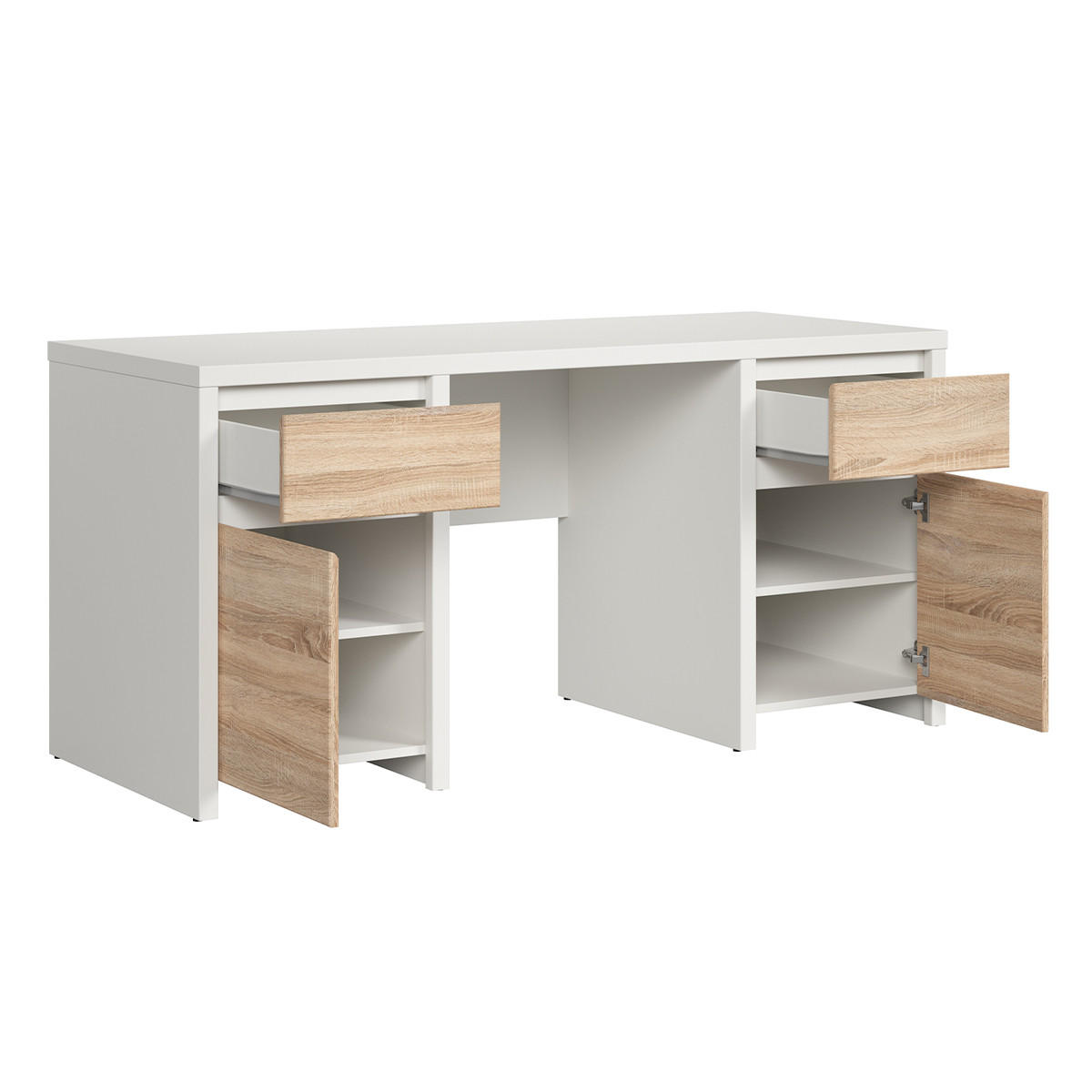 SCHREIBTISCH Soren Holz und Weiß - Weiß, Holzwerkstoff (65/160/77cm) - Petits-meubles