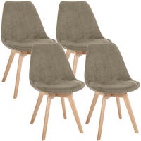 STUHL 4er Set Cord Taupe - Taupe/Eukalyptusholzfarben, Holz/Textil (49/83/50cm) - CLP