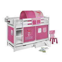 ETAGENBETT JELLE 90x200 cm Zauberfee - Hochbett - inkl. Vorhang und 2 Lattenrosten - Weiß, Holz - Lilokids