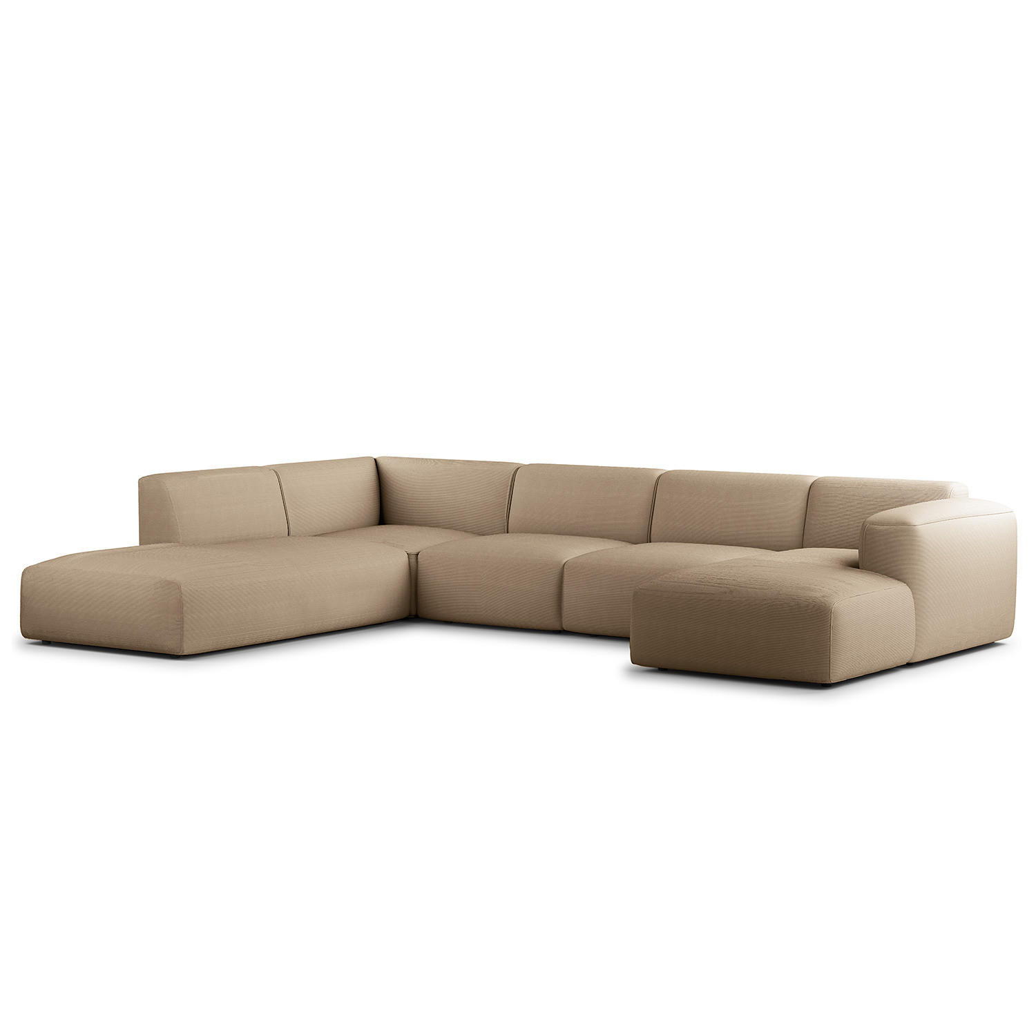 WOHNLANDSCHAFT mit Longchair - Taupe/Schwarz, Kunststoff/Textil (325/71/235cm) - home24