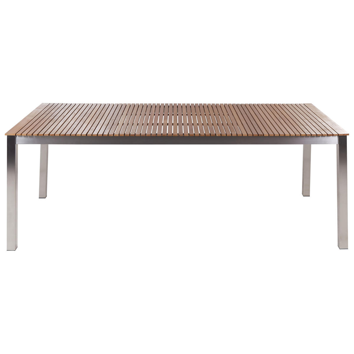GARTENTISCH Heller Holzfarbton Viareggio - Hellbraun/Silberfarben, Holz (200/90/75cm) - Beliani