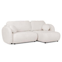ECKSOFA Candy mit Schlaffunktion Weiß Bouclé-Stoff - Ottomane rechts - Schwarz/Weiß, Holz/Kunststoff (146/230cm) - S-Style Möbel