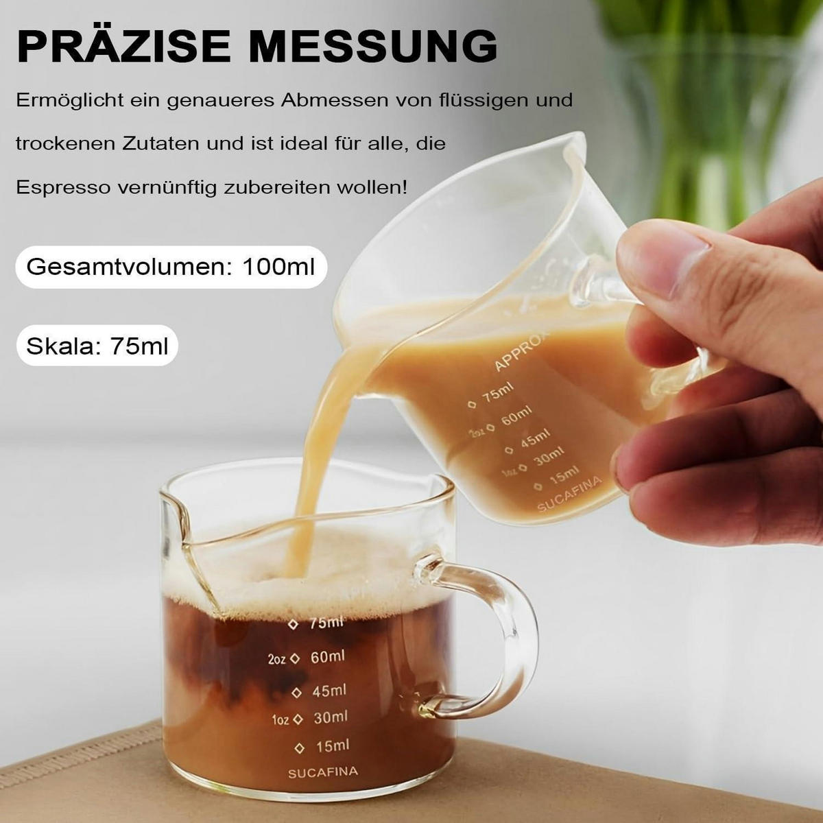 MESSBECHER Glas 100 ml mit Skala - Transparent, Glas (0.1L)