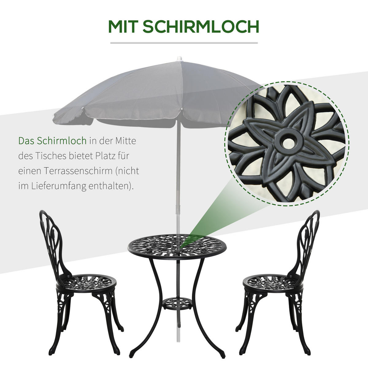 GARTENMÖBEL Set, Aluminium, Schwarz - Schwarz, Metall - Outsunny