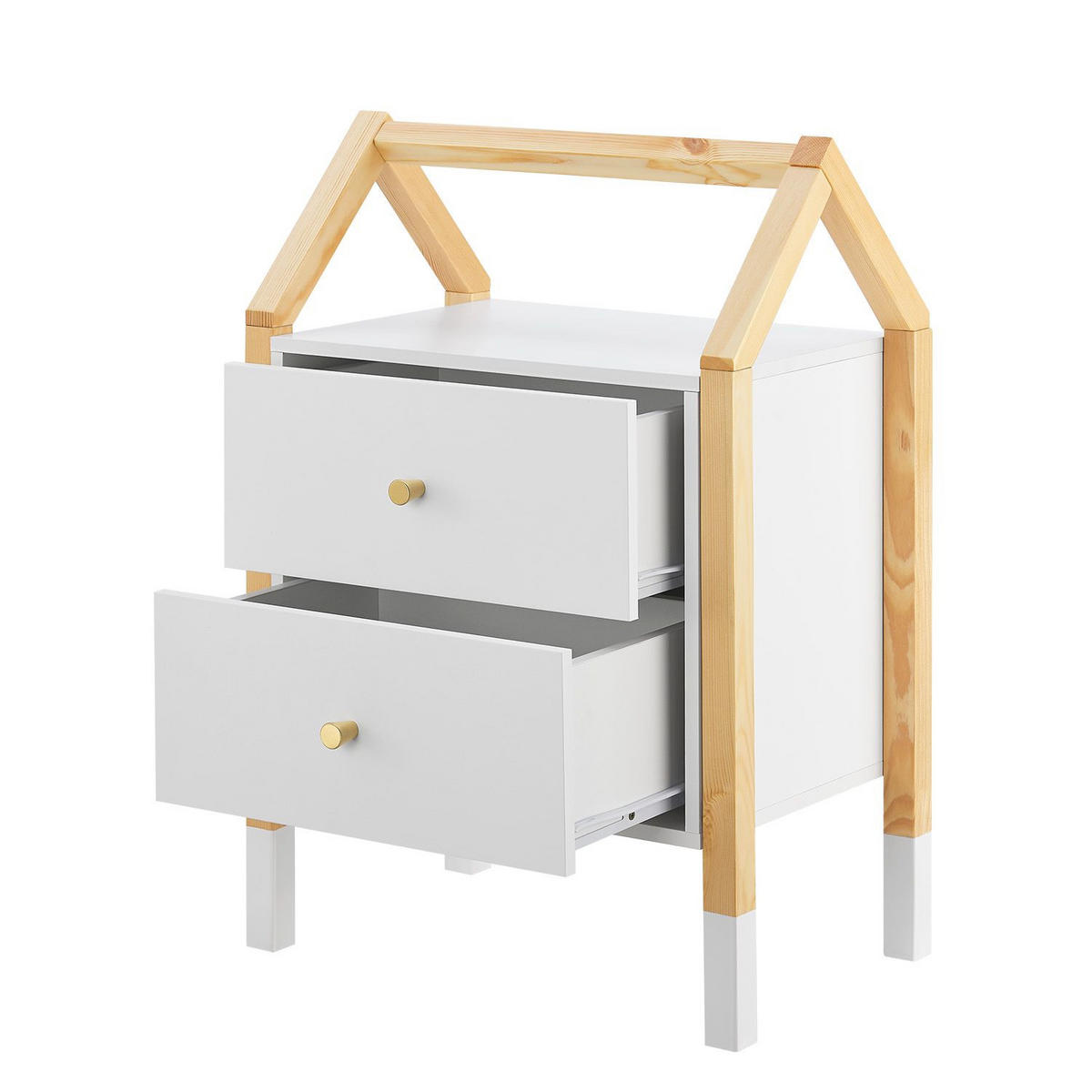 NACHTTISCH Enny mit 2 Schubladen Kinder - Weiß, Holz (30/55/46cm) - Juskys
