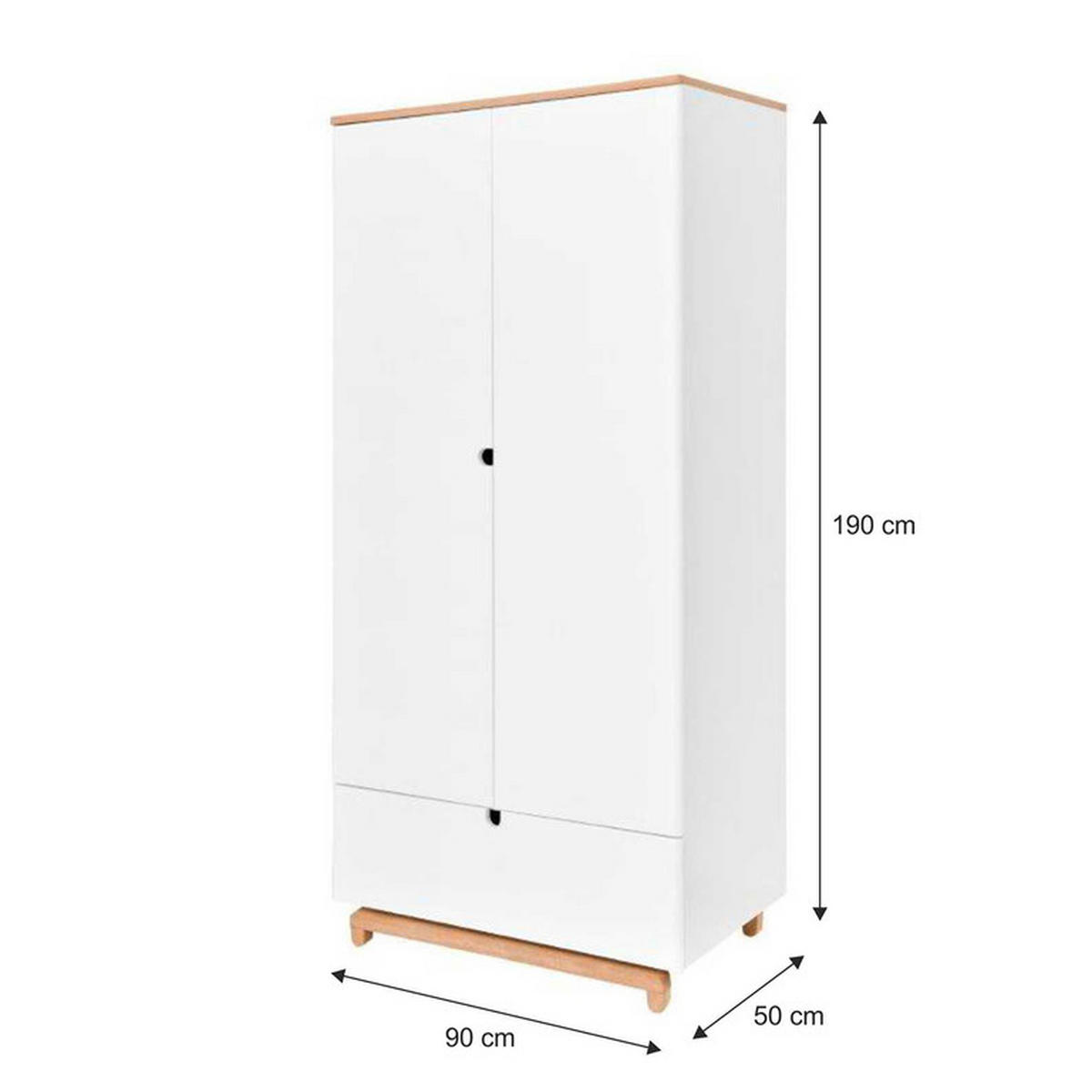 ORMAR 2 vrata Bijelo i drvo - bijela, drvni materijal (90/109/50cm) - Petits-meubles