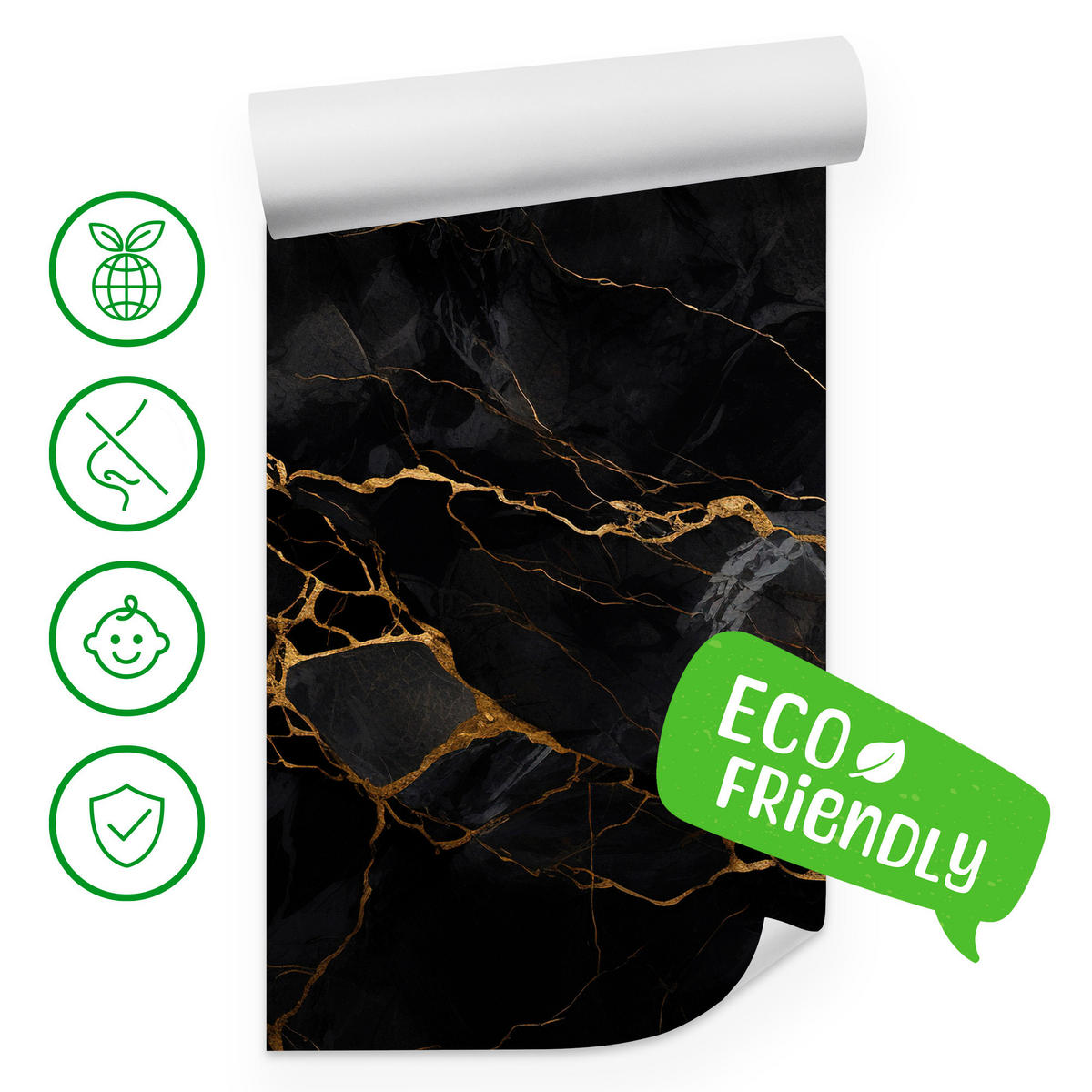 FOTOTAPETE Abstraktion Marmor Moderne Muster 150x105 - Beige/Schwarz, Papier (150/105cm) - Muralo