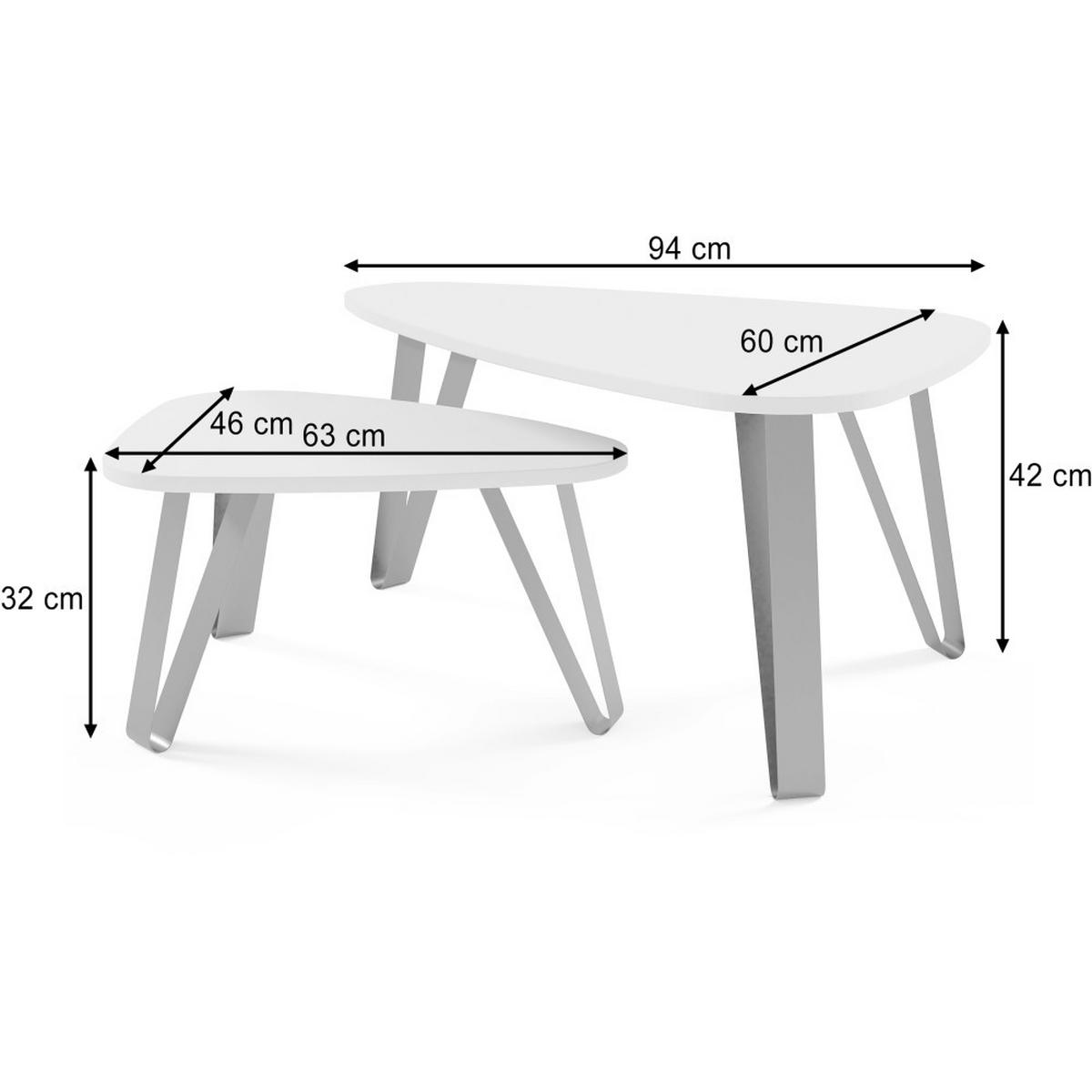 COUCHTISCH Ovio, Doppel Kaffeetisch mit dreieckigen Tischplatten, Schwarz+Black Pietra Girgia - Schwarz, Metall (60/94/42cm) - Beautysofa