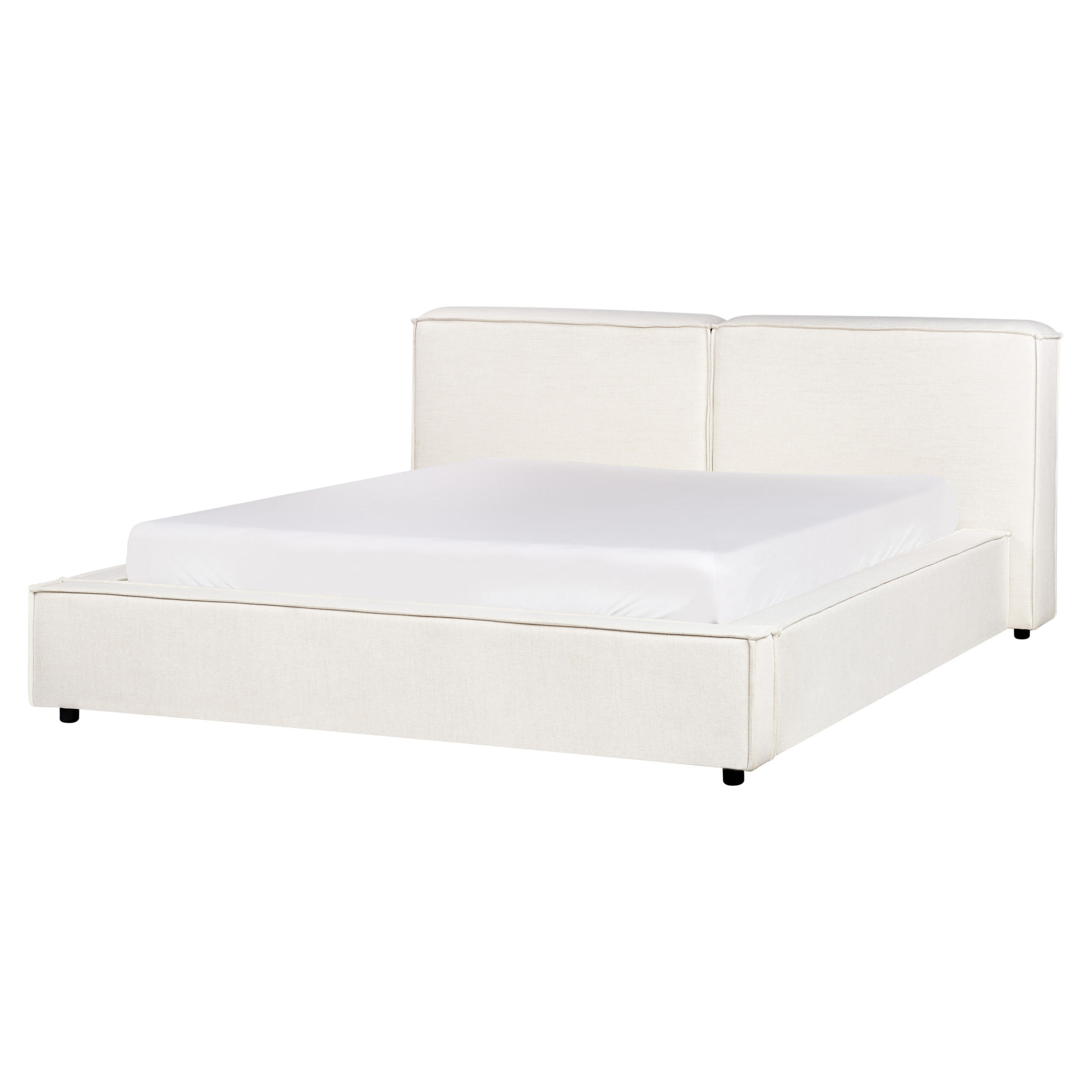POLSTERBETT mit Lattenrost 160x200 cm Weiß Linards - Creme, Textil (160/200cm) - Beliani