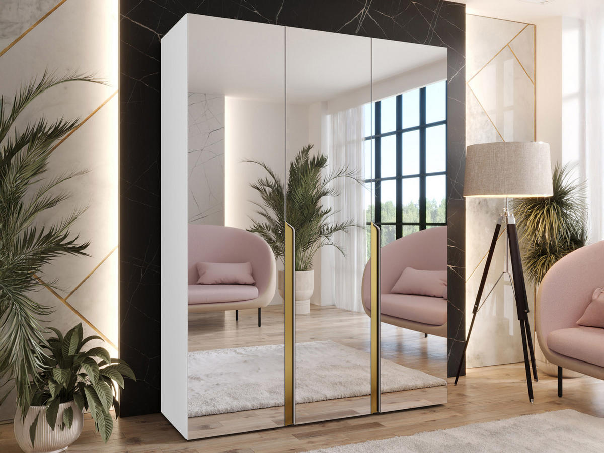 DREHTÜRENSCHRANK Mila III 150 - Goldfarben/Schwarz, Holzwerkstoff/Kunststoff (150/202/52cm) - MIRJAN24