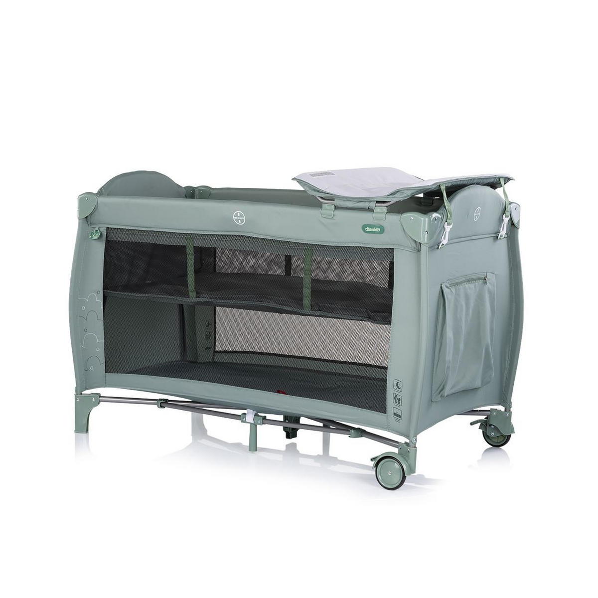 REISEBETT Bella türkis 2 Ebenen seitlicher Eingang Musikmobile Wickelauflage - Türkis, Kunststoff (60/120cm) - Chipolino