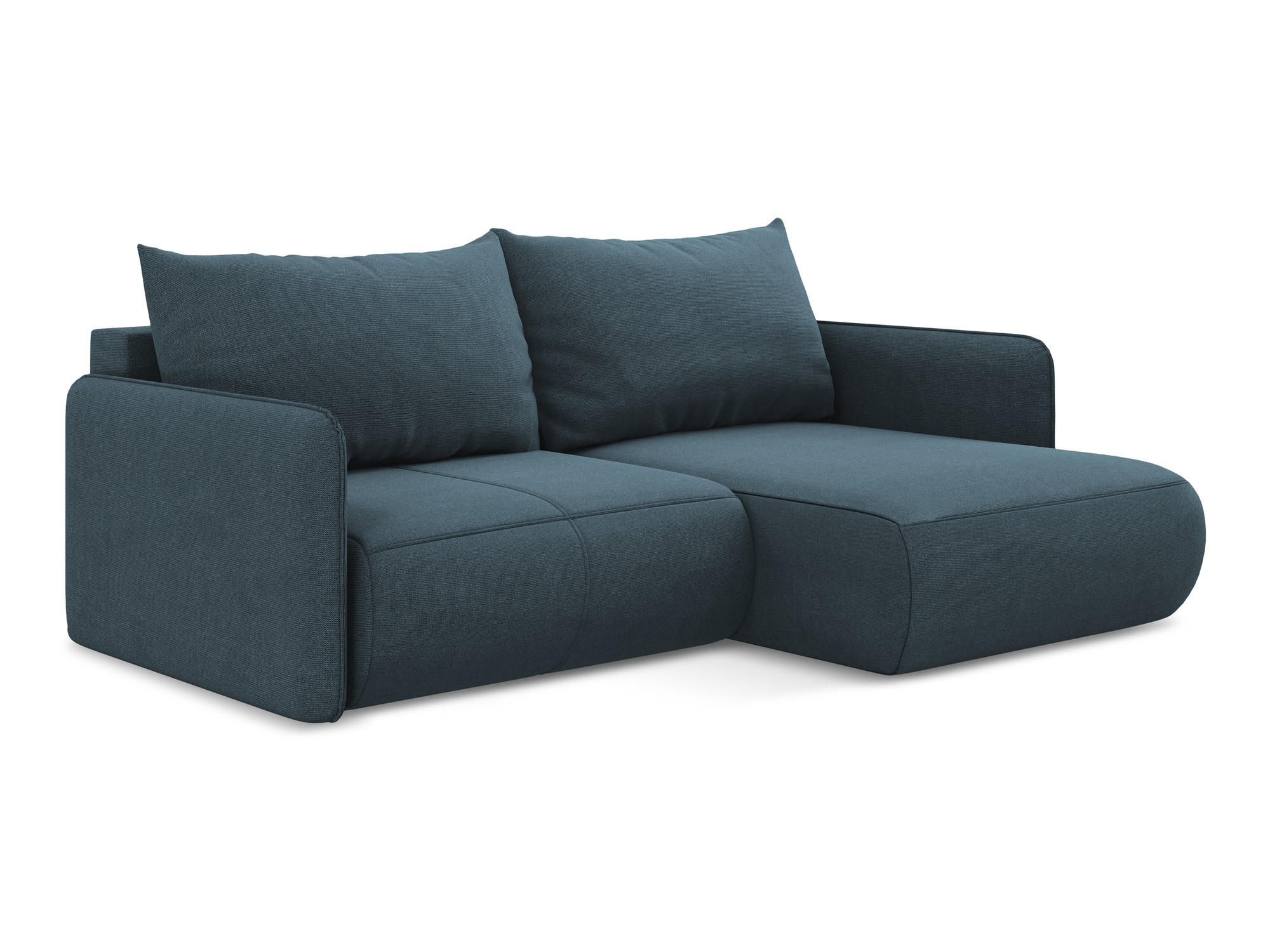 ECKSOFA mit Schlaffunktion Strukturstoff Stoff Blau - Blau/Blaugrau, Kunststoff/Textil (207/148cm) - Makamii