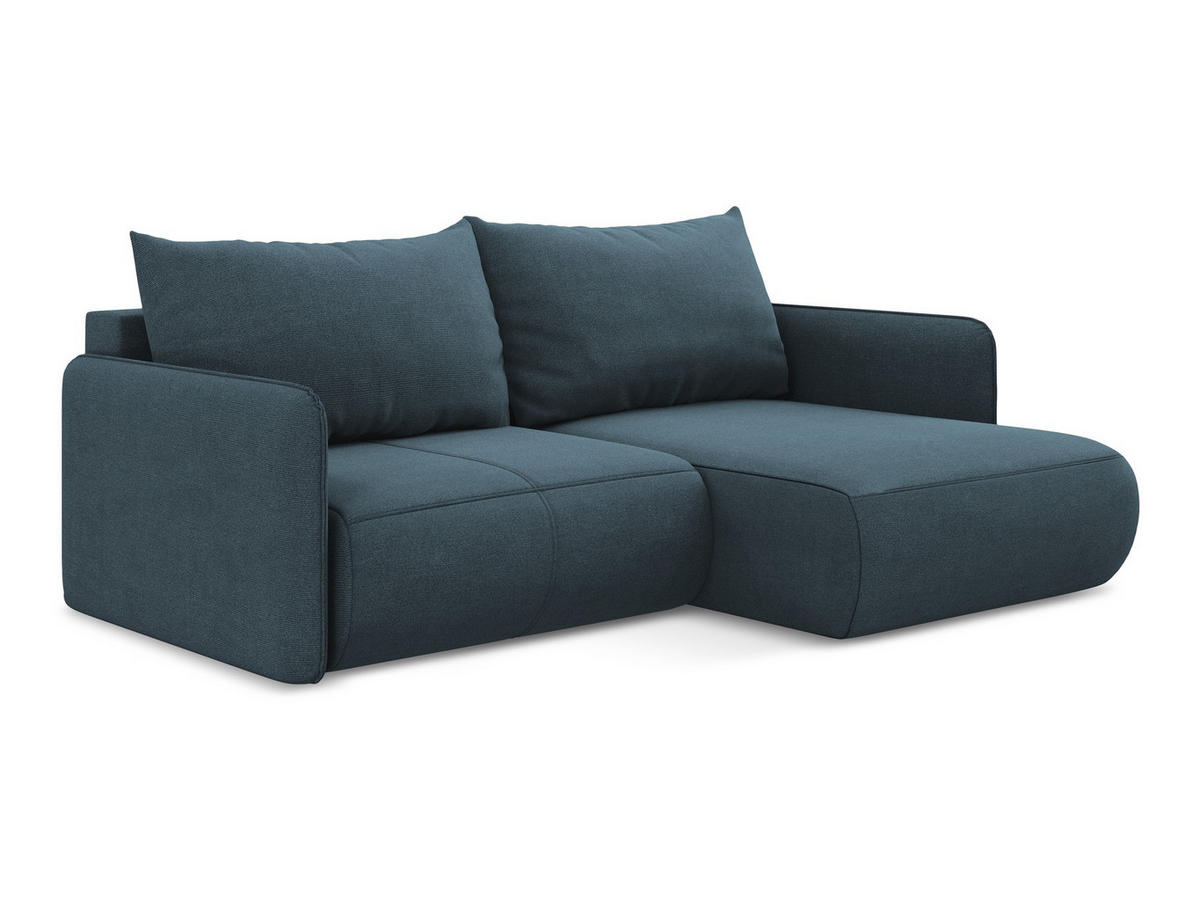ECKSOFA mit Schlaffunktion Strukturstoff Stoff Blau - Blau/Blaugrau, Kunststoff/Textil (207/148cm) - Makamii